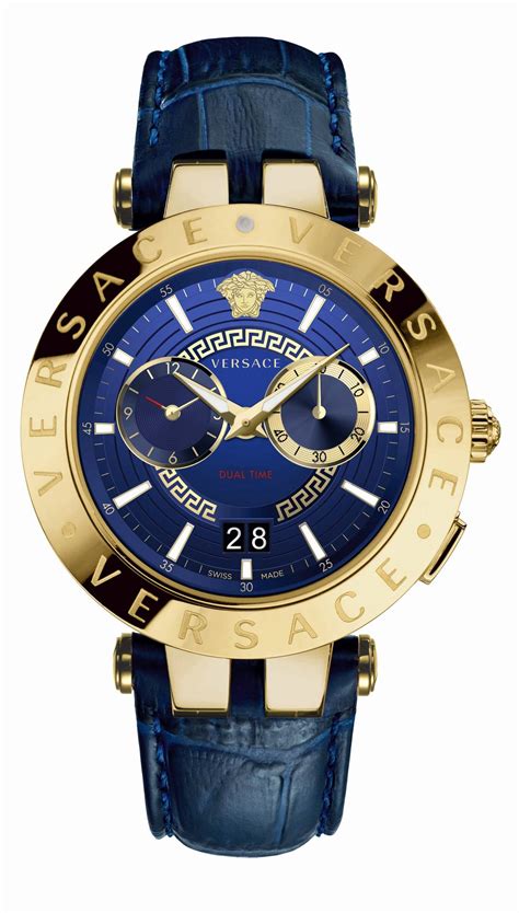 versace watch blue and gold|Versace blue dial watch.